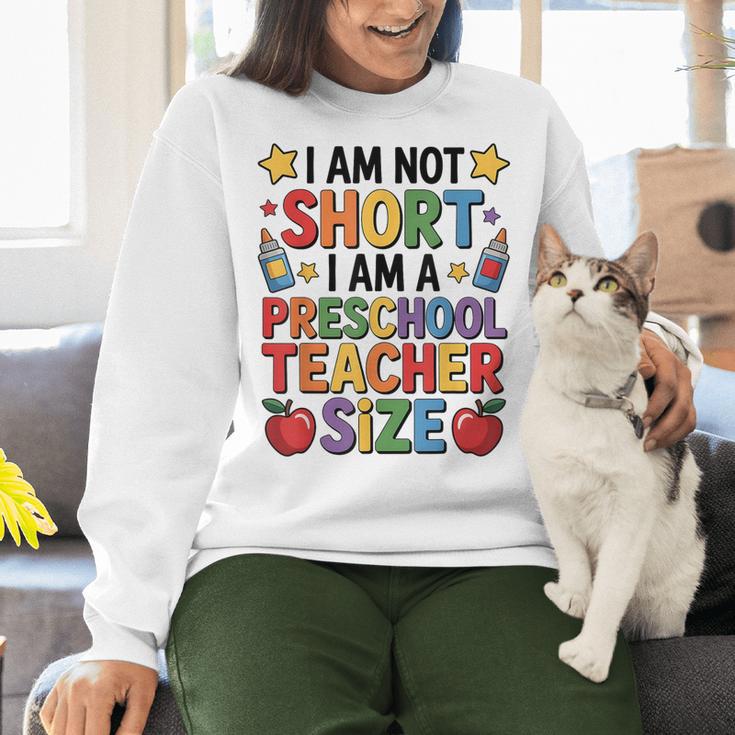 I'm Not Short I'm A Preschool Teacher Size Quote Women Women Crewneck Sweatshirt, gift for family, gift for coworker I'm Not Short I'm A Preschool Teacher Size Quote Women Women Crewneck Sweatshirt, gift for family, gift for coworker
