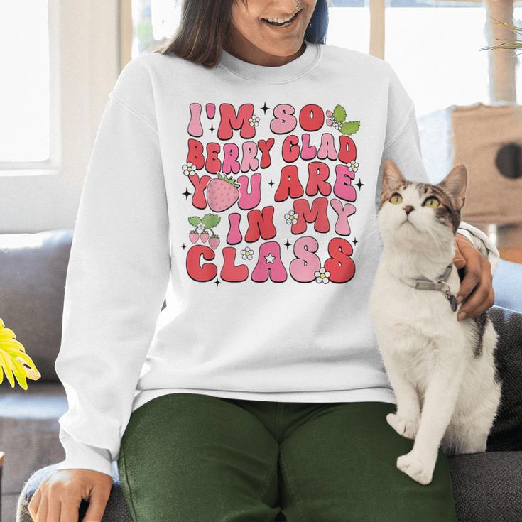 I'm So Berry Glad You Are Strawberry Elementary Teacher Women Crewneck Sweatshirt, gift for family, gift for coworker I'm So Berry Glad You Are Strawberry Elementary Teacher Women Crewneck Sweatshirt, gift for family, gift for coworker