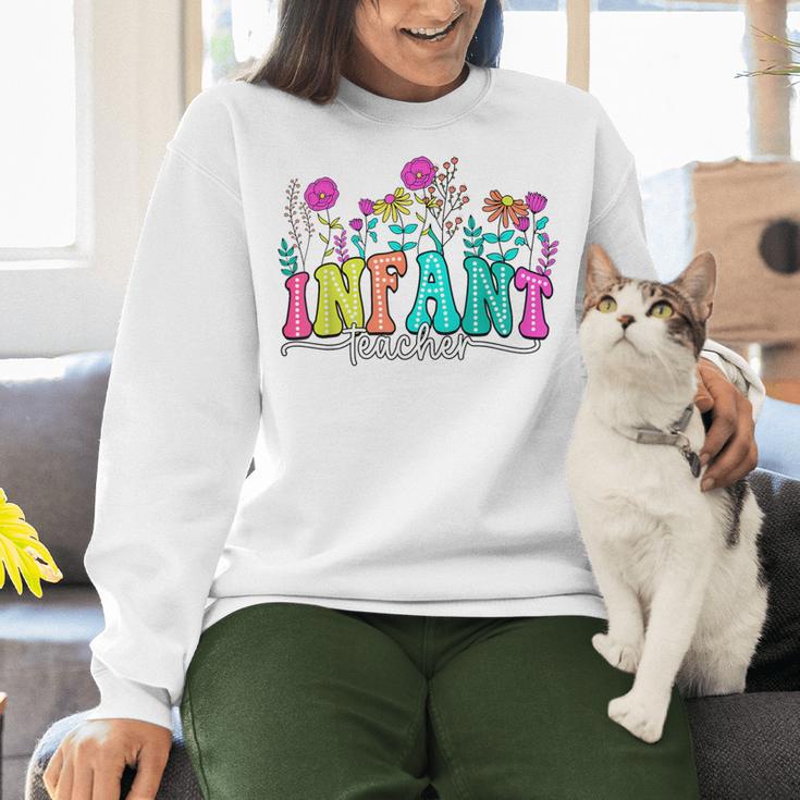 Infant Teacher Floral First Day Back To School Teaching Women Crewneck Sweatshirt, gift for family, gift for coworker Infant Teacher Floral First Day Back To School Teaching Women Crewneck Sweatshirt, gift for family, gift for coworker