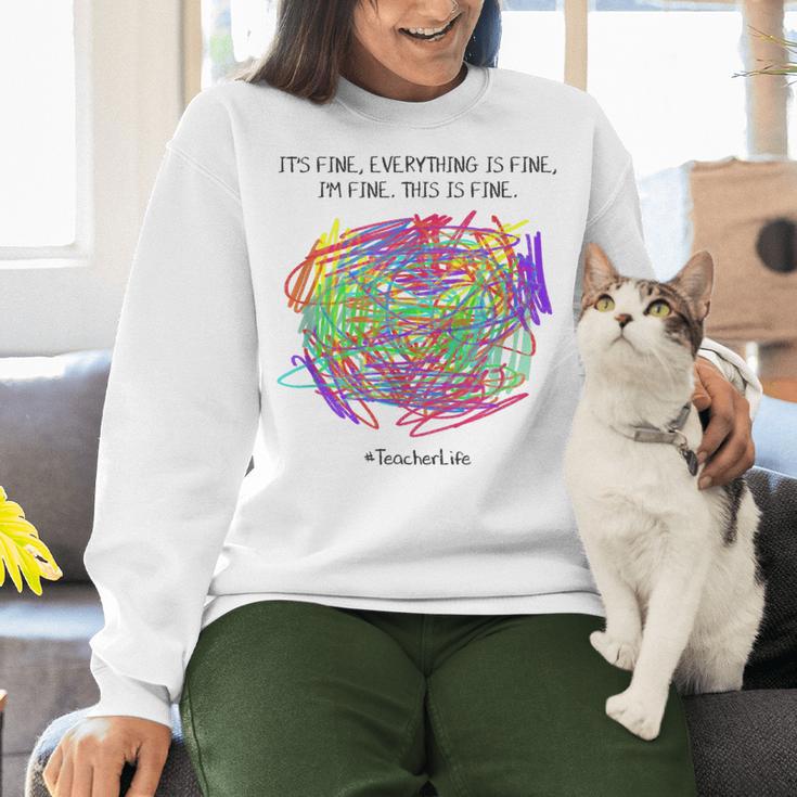 It's Fine Everything Is Fine I'm Fine Pre K Teacher Life For Men Women Girls Kids Women Crewneck Sweatshirt, gift for family, gift for coworker It's Fine Everything Is Fine I'm Fine Pre K Teacher Life For Men Women Girls Kids Women Crewneck Sweatshirt, gift for family, gift for coworker