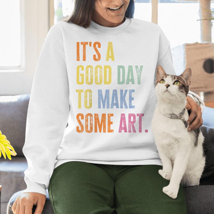 It's A Good Day To Make Art Artist Teacher Painter Women Crewneck Sweatshirt, gift for family, gift for coworker It's A Good Day To Make Art Artist Teacher Painter Women Crewneck Sweatshirt, gift for family, gift for coworker