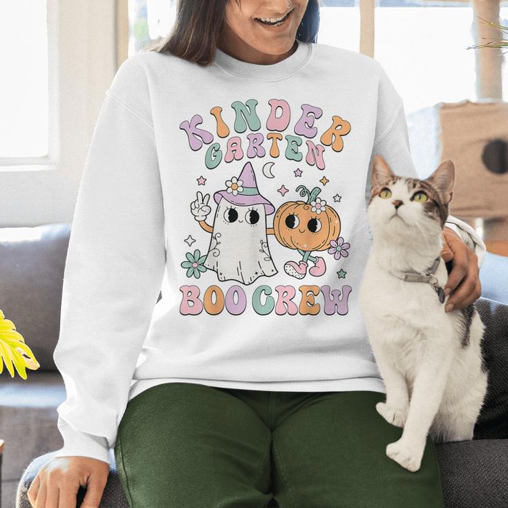 Kindergarten Boo Crew Halloween Floral Ghost Kinder Teacher Women Crewneck Sweatshirt, gift for family, gift for coworker