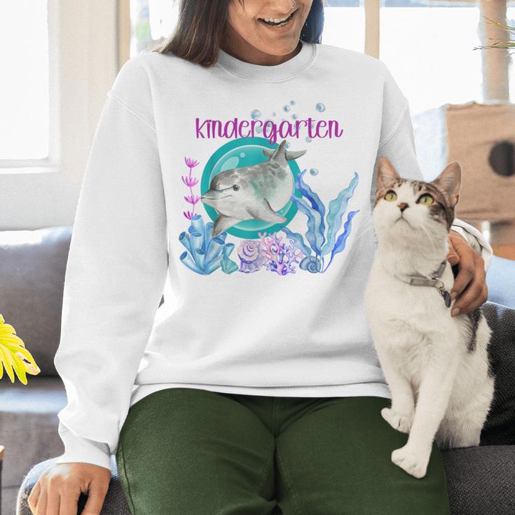 Kindergarten Teacher Dolphin Ocean Life Teaching Team Spirit Women Crewneck Sweatshirt, gift for family, gift for coworker