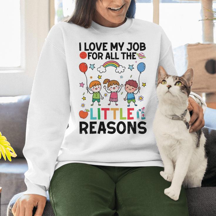 Love Job For Little Reasons Daycare Teacher Graphic Women Crewneck Sweatshirt, gift for family, gift for coworker