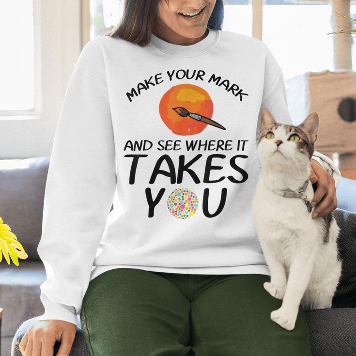 Make Mark Paintbrush International Dot Day Art Teacher Women Crewneck Sweatshirt, gift for family, gift for coworker Make Mark Paintbrush International Dot Day Art Teacher Women Crewneck Sweatshirt, gift for family, gift for coworker