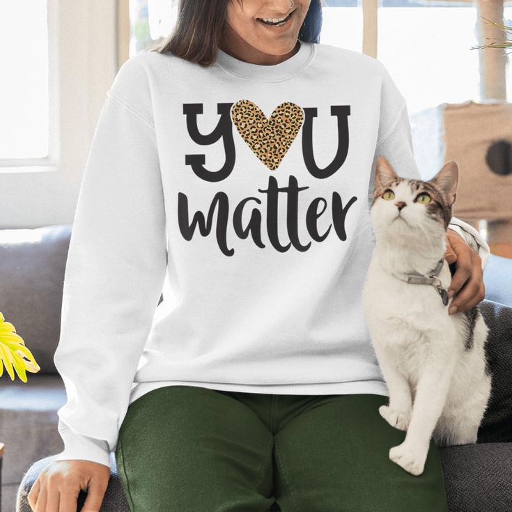 You Matter Leopard Print Teacher Kind Counselor Kindness Women Crewneck Sweatshirt, gift for family, gift for coworker You Matter Leopard Print Teacher Kind Counselor Kindness Women Crewneck Sweatshirt, gift for family, gift for coworker