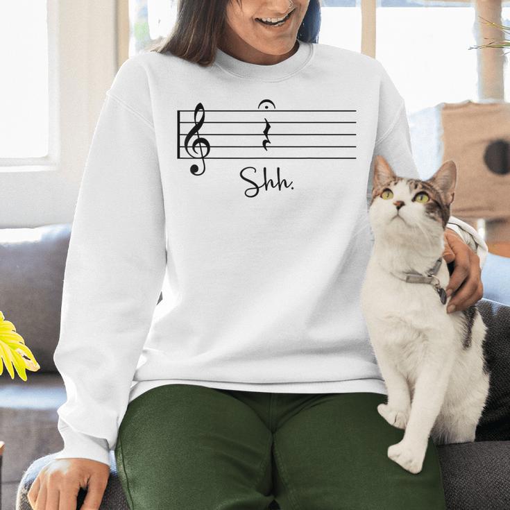 Music Notes Shirt Shh Quarter Fermata Teacher Women Crewneck Sweatshirt, gift for family, gift for coworker