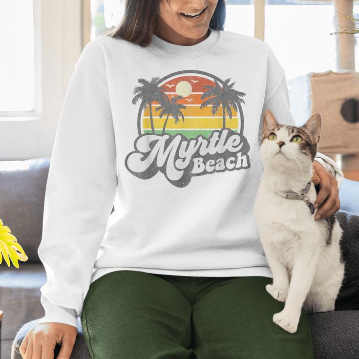 Myrtle Beach South Carolina Retro 70s Vintage Vacation Women Crewneck Sweatshirt, gift for family, gift for coworker
