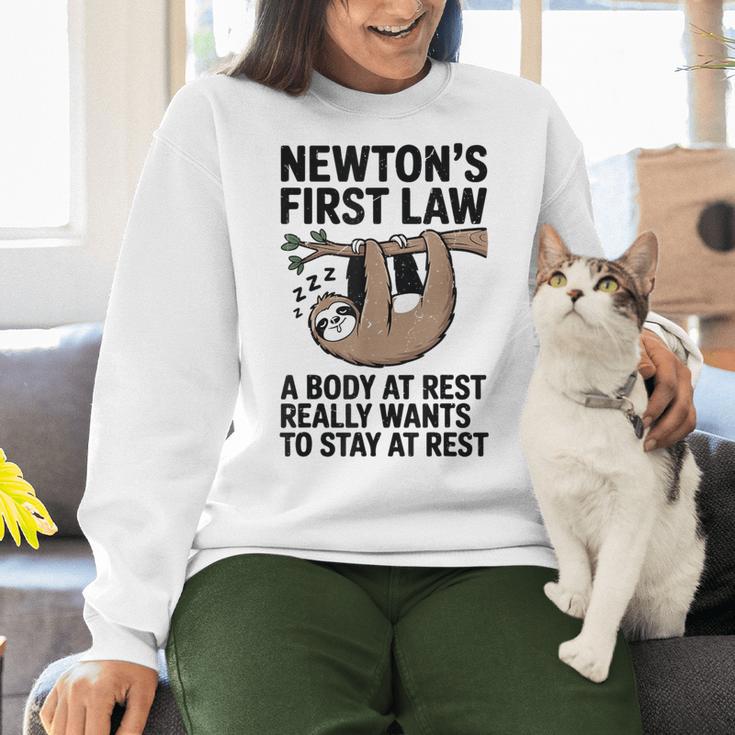 Newtons First Law Physics Jokes Science Teacher Women Crewneck Sweatshirt, Science Teacher Sweatshirts, gift for family, gift for coworker Newtons First Law Physics Jokes Science Teacher Women Crewneck Sweatshirt, Science Teacher Sweatshirts, gift for family, gift for coworker