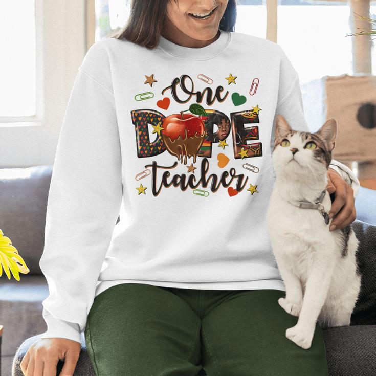 One Dope Teacher Women Crewneck Sweatshirt, gift for family, gift for coworker One Dope Teacher Women Crewneck Sweatshirt, gift for family, gift for coworker