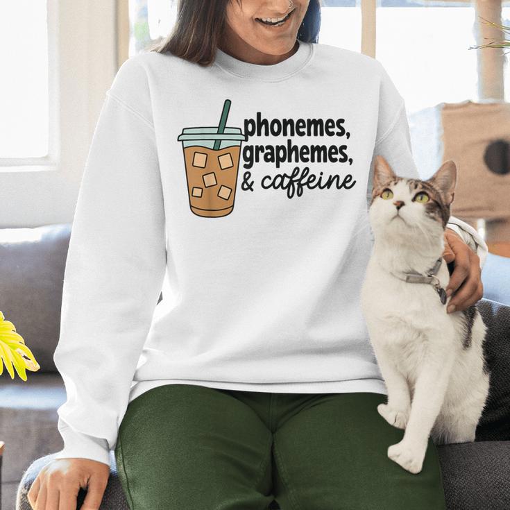 Phonemes Graphemes And Caffeine Coffee Teacher Appreciation Women Crewneck Sweatshirt, gift for family, gift for coworker Phonemes Graphemes And Caffeine Coffee Teacher Appreciation Women Crewneck Sweatshirt, gift for family, gift for coworker