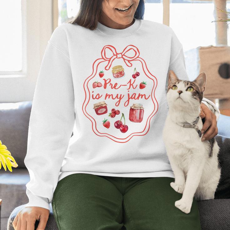 Preschool Pre-K Is My Jam Strawberry Girl Teacher Kids Women Crewneck Sweatshirt, gift for family, gift for coworker