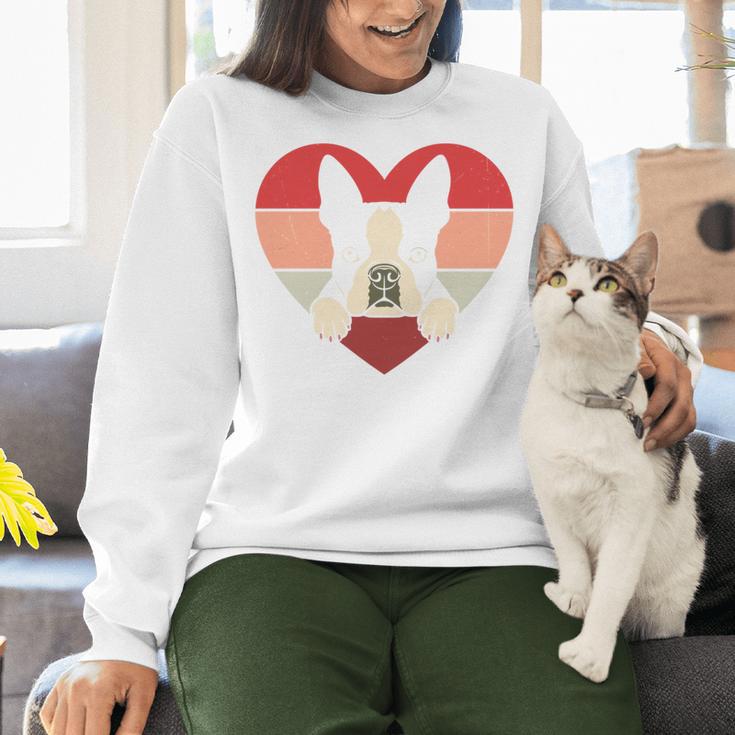 Retro Heart Boston Terrier Dog Vintage Valentine Women Crewneck Sweatshirt, gift for family, gift for coworker