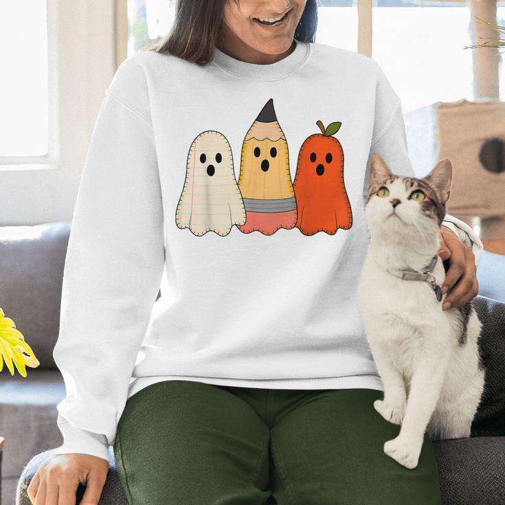 Retro Pencil Ghost Boo Spooky Teacher Halloween Costume Women Crewneck Sweatshirt, gift for family, gift for coworker Retro Pencil Ghost Boo Spooky Teacher Halloween Costume Women Crewneck Sweatshirt, gift for family, gift for coworker