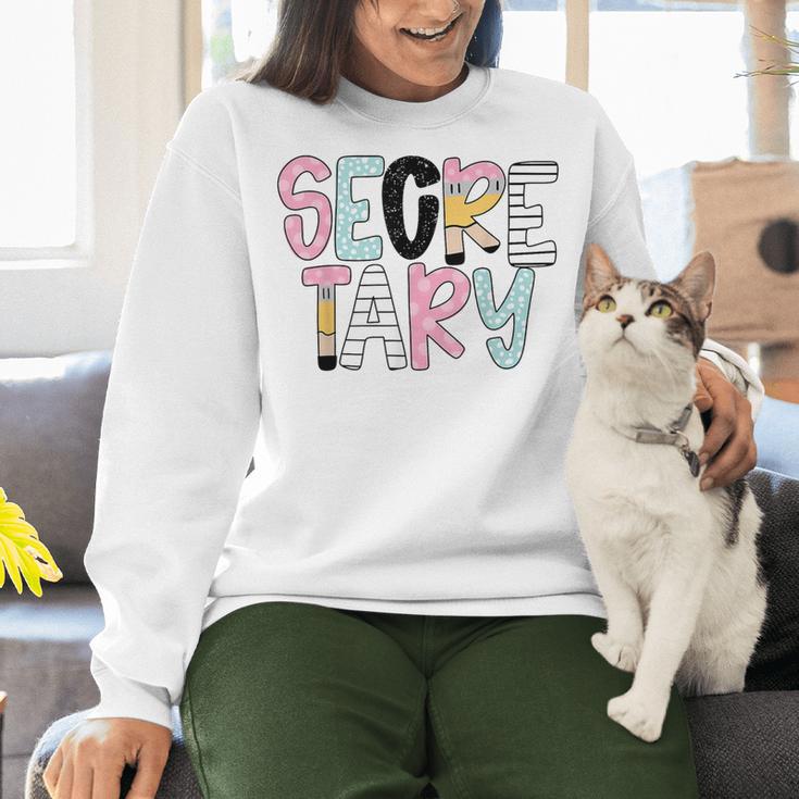 Retro Secretary Back To School Teacher Appreciation Women Crewneck Sweatshirt, gift for family, gift for coworker
