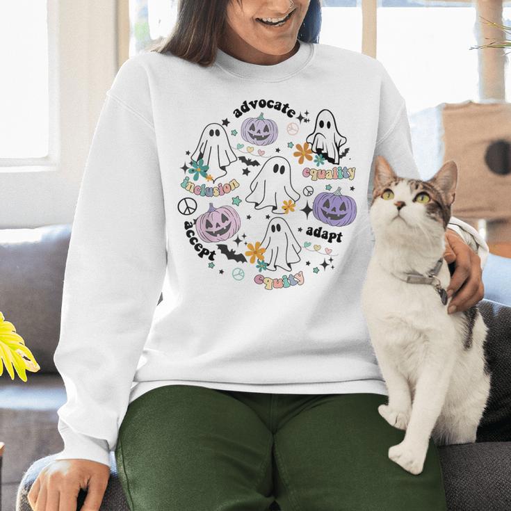 Special Education Teacher Halloween Pumpkin Ghost Inclusion Women Crewneck Sweatshirt, gift for family, gift for coworker