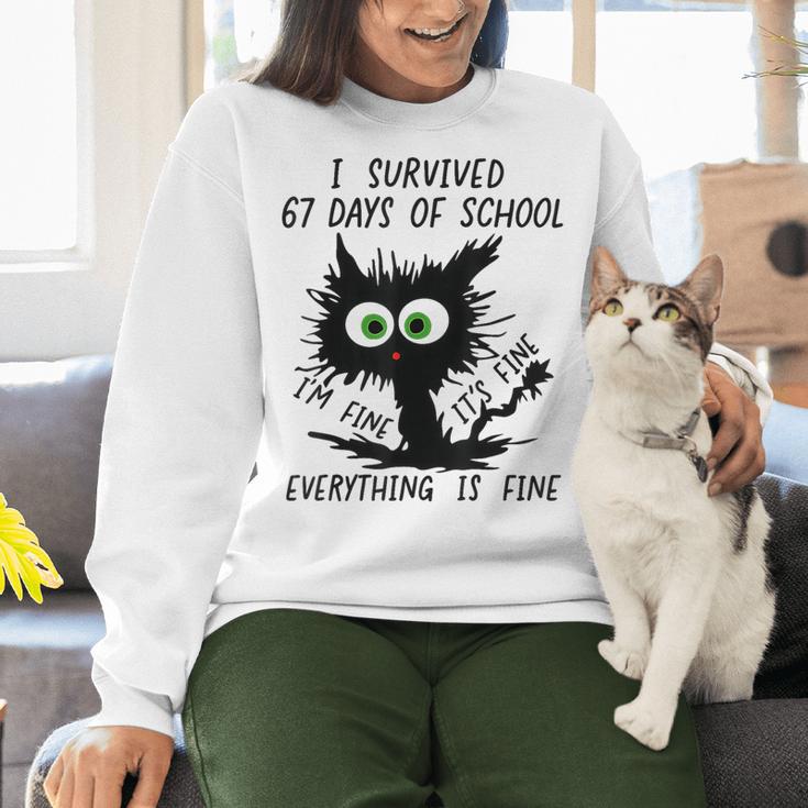 I Survived 67 Days Of School Teachers Students Humor Women Crewneck Sweatshirt, gift for family, gift for coworker I Survived 67 Days Of School Teachers Students Humor Women Crewneck Sweatshirt, gift for family, gift for coworker