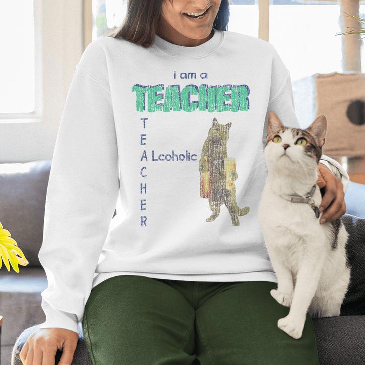 I Am A Teacher Alcoholic Cat Beer Feline Men Women Women Crewneck Sweatshirt, gift for family, gift for coworker I Am A Teacher Alcoholic Cat Beer Feline Men Women Women Crewneck Sweatshirt, gift for family, gift for coworker