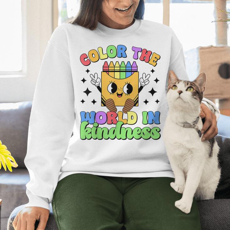 Teacher Back To School Color In Kindness Crayon Pencil Women Crewneck Sweatshirt, gift for family, gift for coworker