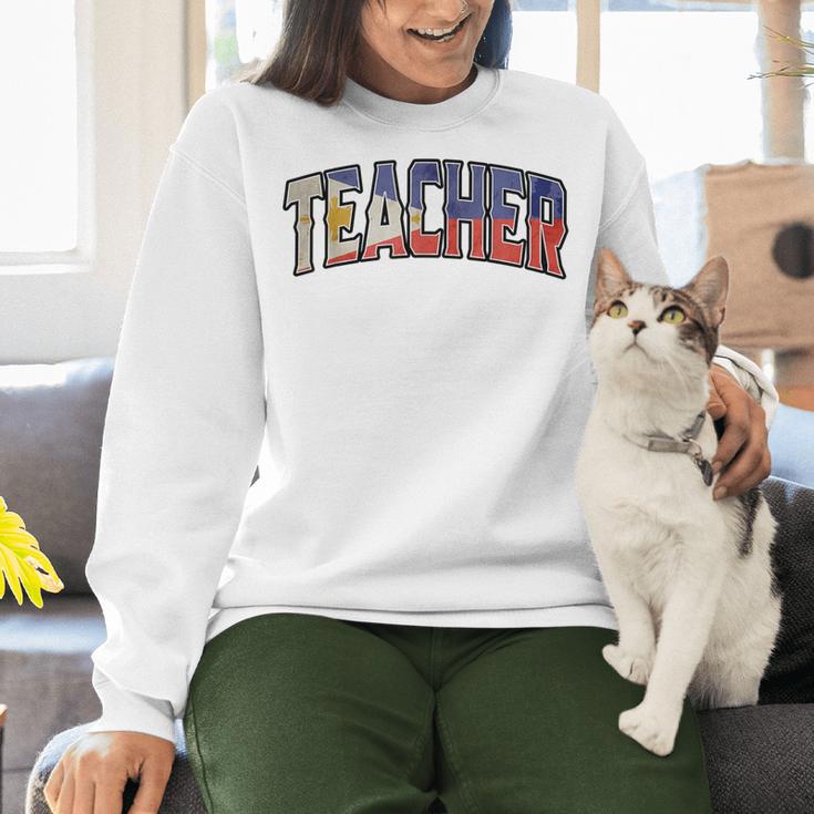 Teacher Filipino Vintage Heritage DNA Flag Women Crewneck Sweatshirt, gift for family, gift for coworker Teacher Filipino Vintage Heritage DNA Flag Women Crewneck Sweatshirt, gift for family, gift for coworker