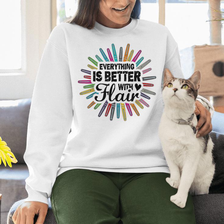 Teacher Flair Pen Art Lover School Supplies Women Crewneck Sweatshirt, gift for family, gift for coworker Teacher Flair Pen Art Lover School Supplies Women Crewneck Sweatshirt, gift for family, gift for coworker