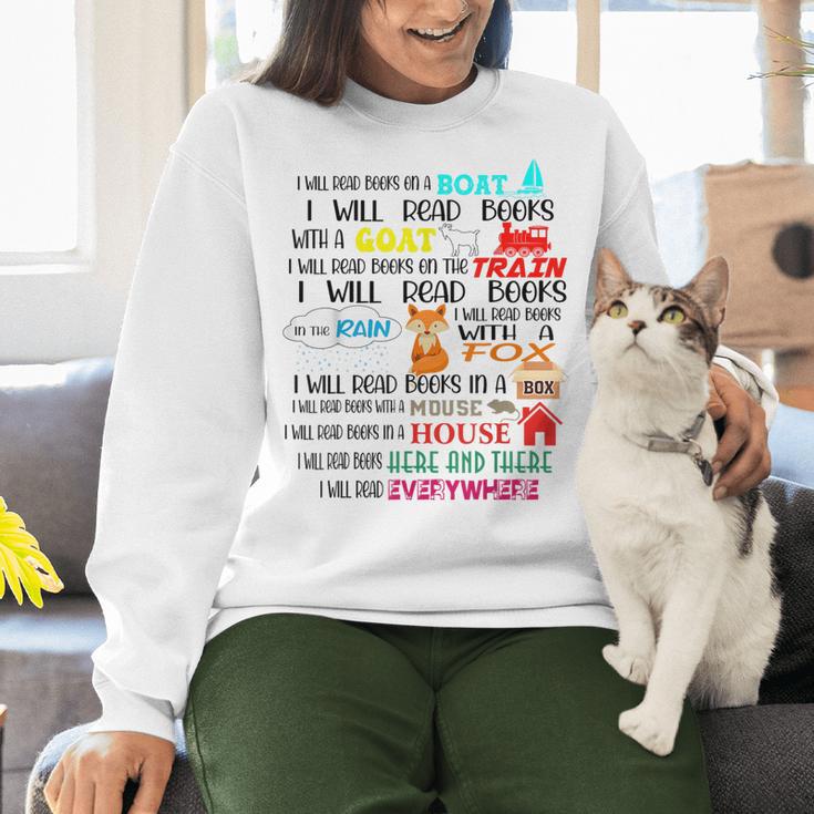 Teacher I Will Read Book On Boat Kids Women Bookworm Women Crewneck Sweatshirt, gift for family, gift for coworker Teacher I Will Read Book On Boat Kids Women Bookworm Women Crewneck Sweatshirt, gift for family, gift for coworker