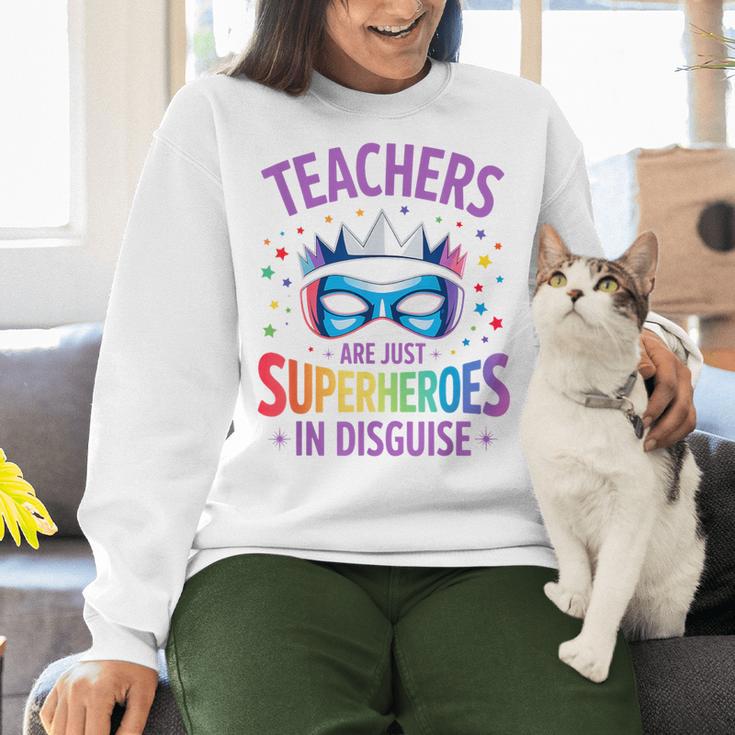 Teachers Are Just Superheroes In Disguise Back To School Women Crewneck Sweatshirt, gift for family, gift for coworker Teachers Are Just Superheroes In Disguise Back To School Women Crewneck Sweatshirt, gift for family, gift for coworker