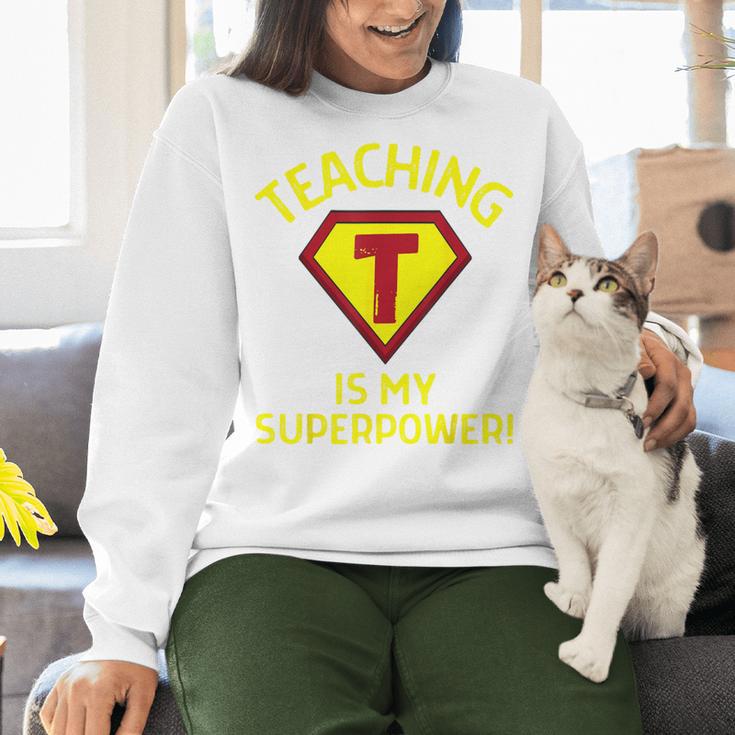 Teaching Is My Superpower Fun Elementary Teacher 1st Grade Women Crewneck Sweatshirt, gift for family, gift for coworker Teaching Is My Superpower Fun Elementary Teacher 1st Grade Women Crewneck Sweatshirt, gift for family, gift for coworker