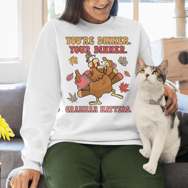 Thanksgiving Grammar Thankful English Teacher Fall Turkey Women Crewneck Sweatshirt, English Teacher Sweatshirts, gift for family, gift for coworker Thanksgiving Grammar Thankful English Teacher Fall Turkey Women Crewneck Sweatshirt, English Teacher Sweatshirts, gift for family, gift for coworker