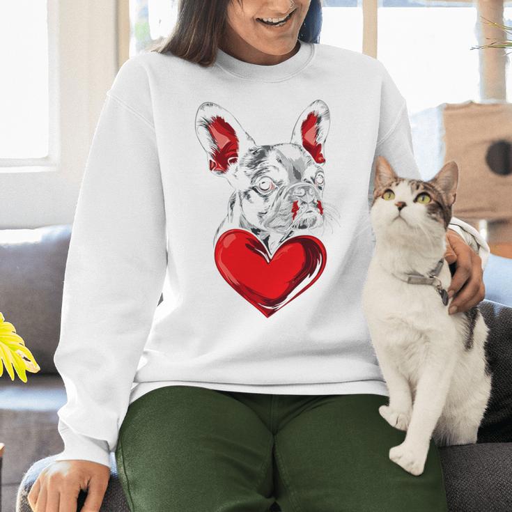 Valentine's Day Boston Terrier Dog Vector Women Crewneck Sweatshirt, gift for family, gift for coworker
