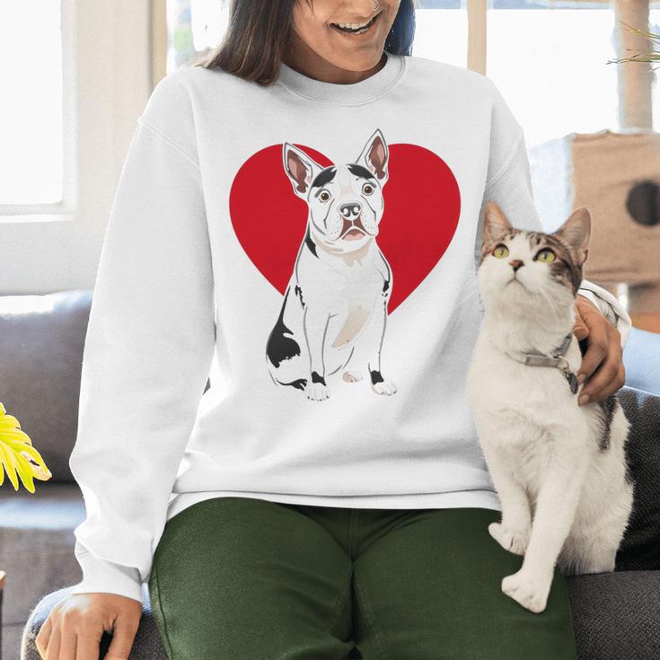 Valentine's Day Boston Terrier Lover Women Crewneck Sweatshirt, gift for family, gift for coworker