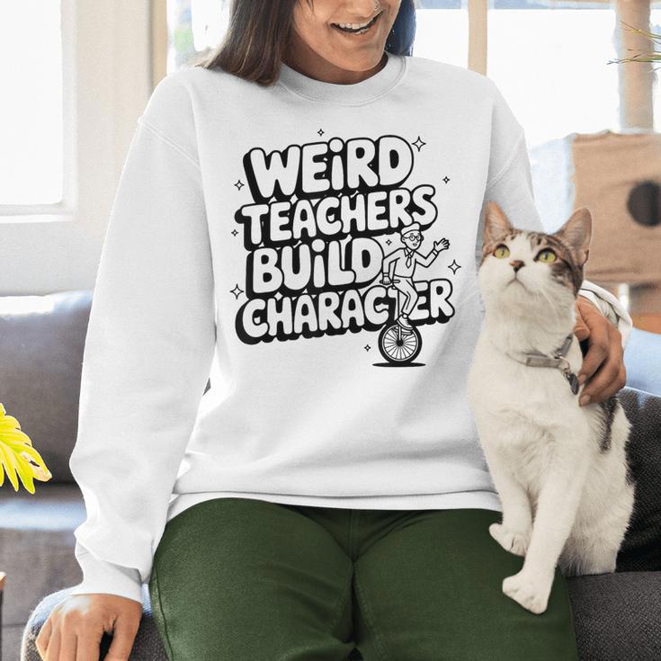 Weird Teachers Build Character School Pun Women Crewneck Sweatshirt, gift for family, gift for coworker