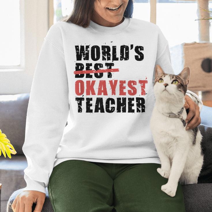 World's Best Okayest Teacher ACY025a For Men Women Women Crewneck Sweatshirt, gift for family, gift for coworker World's Best Okayest Teacher ACY025a For Men Women Women Crewneck Sweatshirt, gift for family, gift for coworker