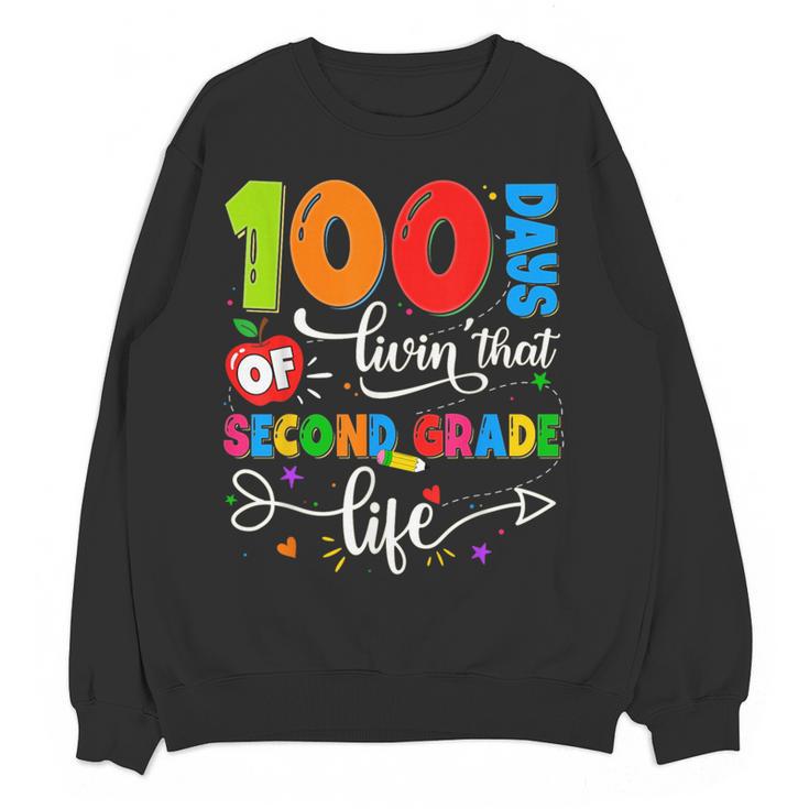 100 Days Of Living That 2nd Grade Life Boy Girl Teacher Women Crewneck Sweatshirt, novelty gifts, funny gifts 100 Days Of Living That 2nd Grade Life Boy Girl Teacher Women Crewneck Sweatshirt, novelty gifts, funny gifts