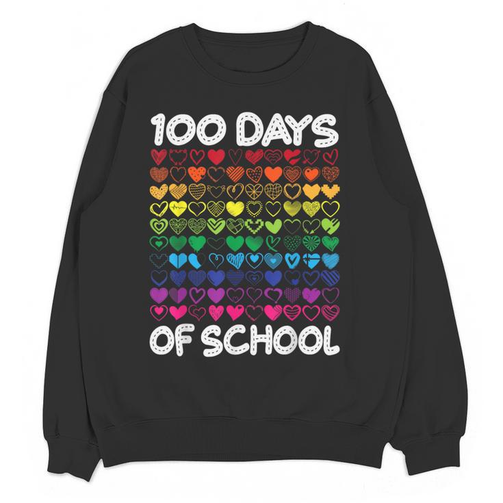 100 Days Of School Heart Love Teacher Or Student 100th Day Women Crewneck Sweatshirt, novelty gifts, funny gifts 100 Days Of School Heart Love Teacher Or Student 100th Day Women Crewneck Sweatshirt, novelty gifts, funny gifts
