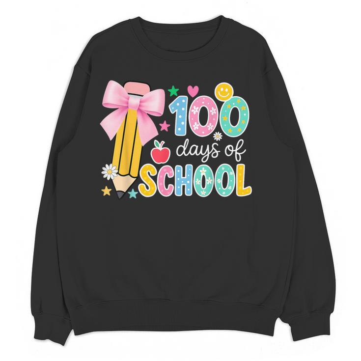 100 Days Of School Preppy 100th Day Of School Teachers Girls Women Crewneck Sweatshirt, novelty gifts, funny gifts 100 Days Of School Preppy 100th Day Of School Teachers Girls Women Crewneck Sweatshirt, novelty gifts, funny gifts