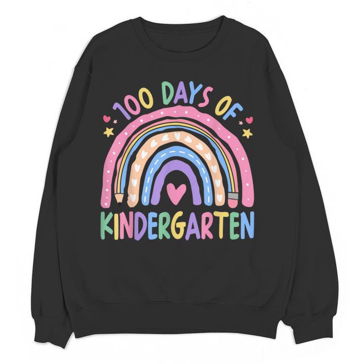 100th Day Of Kindergarten Teacher Kids 100 Days Smarter Women Crewneck Sweatshirt, novelty gifts, funny gifts