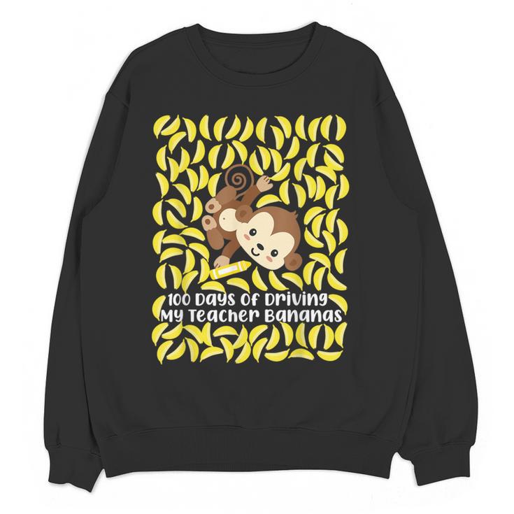 100th Day Of School Teacher Monkey Pun Banana For Men Women Girls Kids Women Crewneck Sweatshirt, novelty gifts, funny gifts