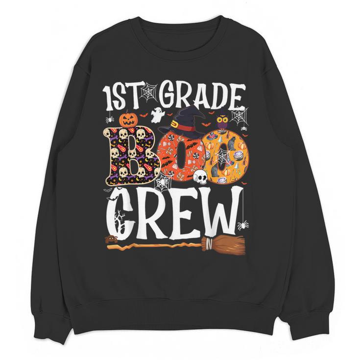 1st Grade Boo Crew Cute Ghost Halloween Teacher Kids Women Crewneck Sweatshirt, novelty gifts, funny gifts