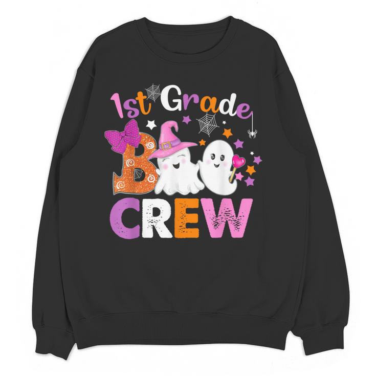 1st Grade Boo Crew First Grade Halloween Costume Teacher Kid Women Crewneck Sweatshirt, novelty gifts, funny gifts