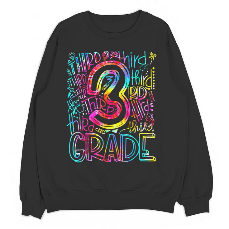 3rd Grade Typography Team Third Grade Teacher Back To School Women Crewneck Sweatshirt, novelty gifts, funny gifts