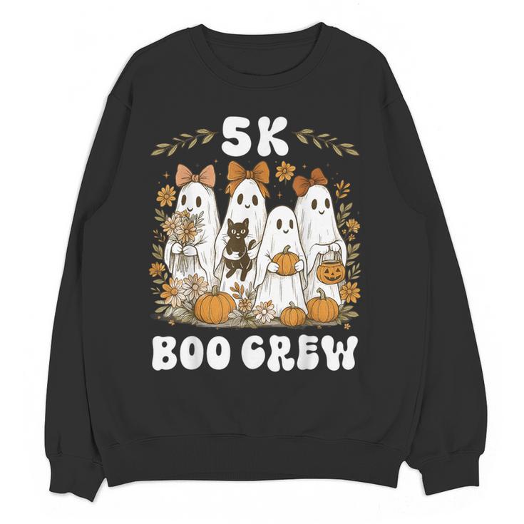 5K Boo Crew Halloween Teacher K5 Floral Ghost Trick Or Teach Women Crewneck Sweatshirt, novelty gifts, funny gifts
