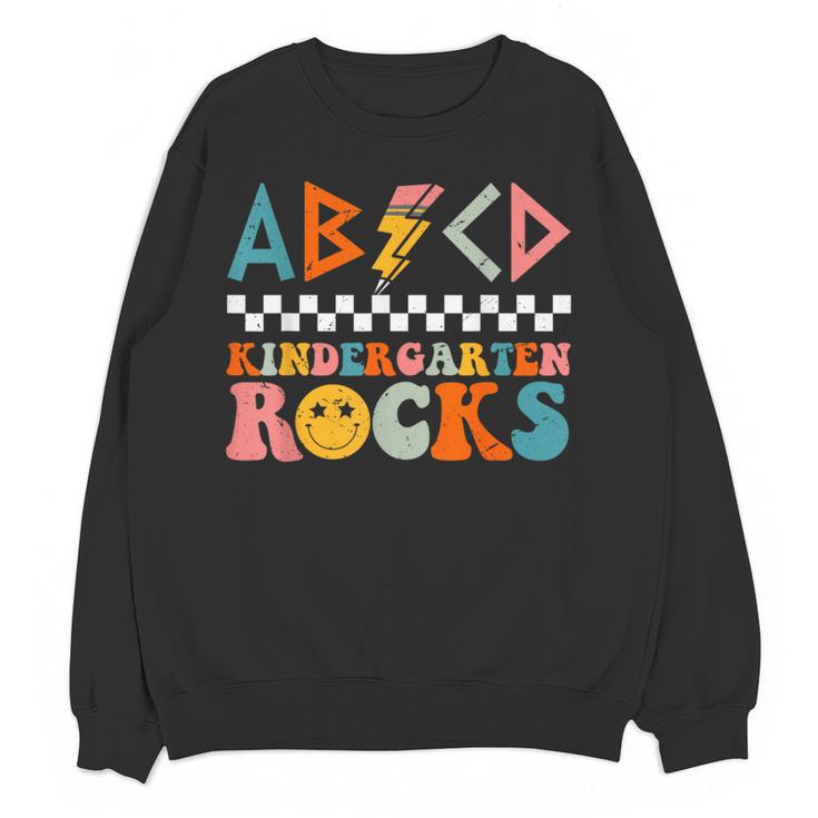 ABCD Kindergarten Rocks Back To School Teacher Kindergarten Women Crewneck Sweatshirt, novelty gifts, funny gifts