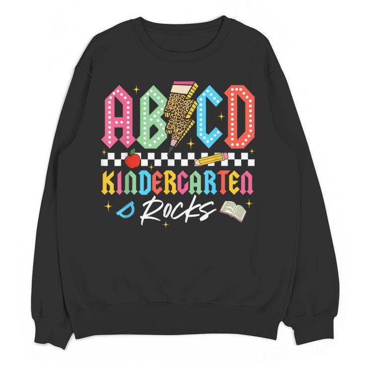 ABCD Kindergarten Rocks Pencil Lightning Teachers Rock Boys Women Crewneck Sweatshirt, novelty gifts, funny gifts