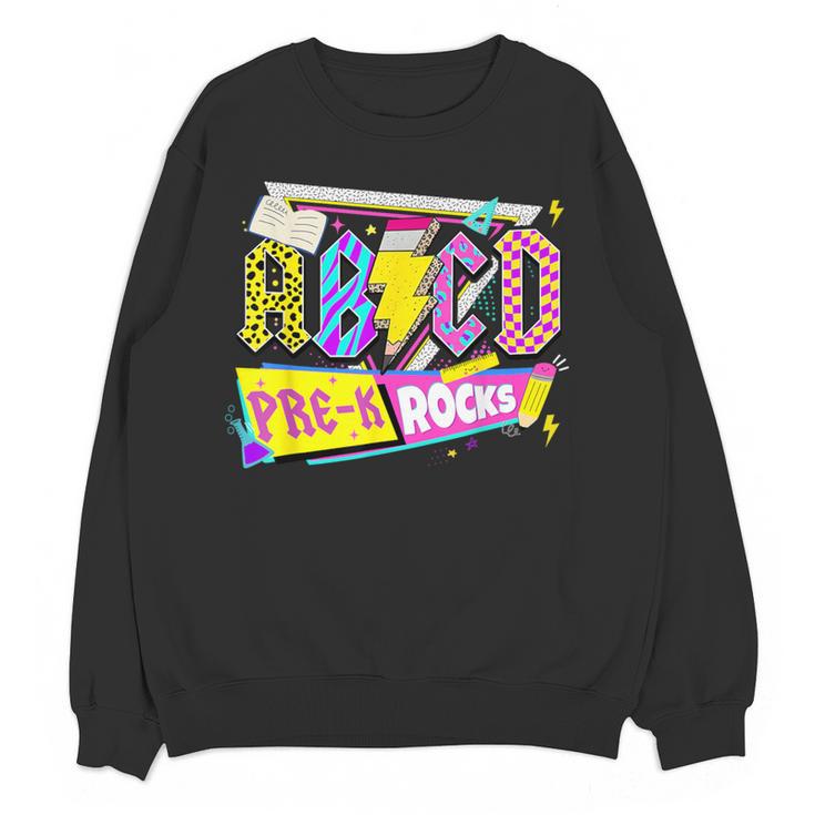 ABCD Pre-K Rocks Back To School PreK Kindergarten Teacher Women Crewneck Sweatshirt, novelty gifts, funny gifts ABCD Pre-K Rocks Back To School PreK Kindergarten Teacher Women Crewneck Sweatshirt, novelty gifts, funny gifts