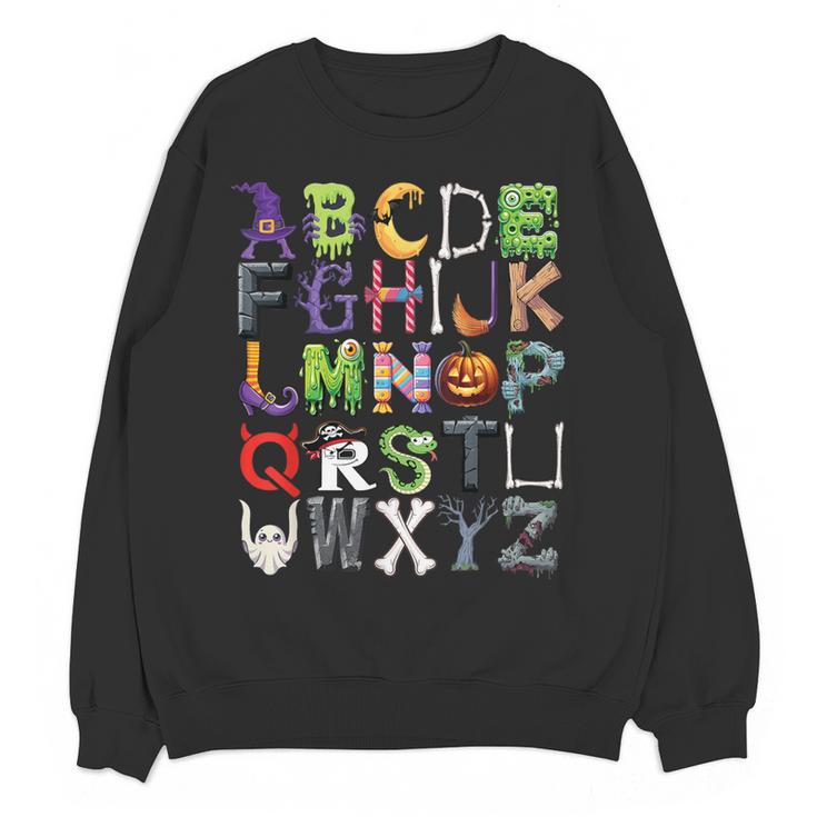 ABCs Alphabet Halloween Learning Kindergarten Teachers Women Crewneck Sweatshirt, novelty gifts, funny gifts ABCs Alphabet Halloween Learning Kindergarten Teachers Women Crewneck Sweatshirt, novelty gifts, funny gifts