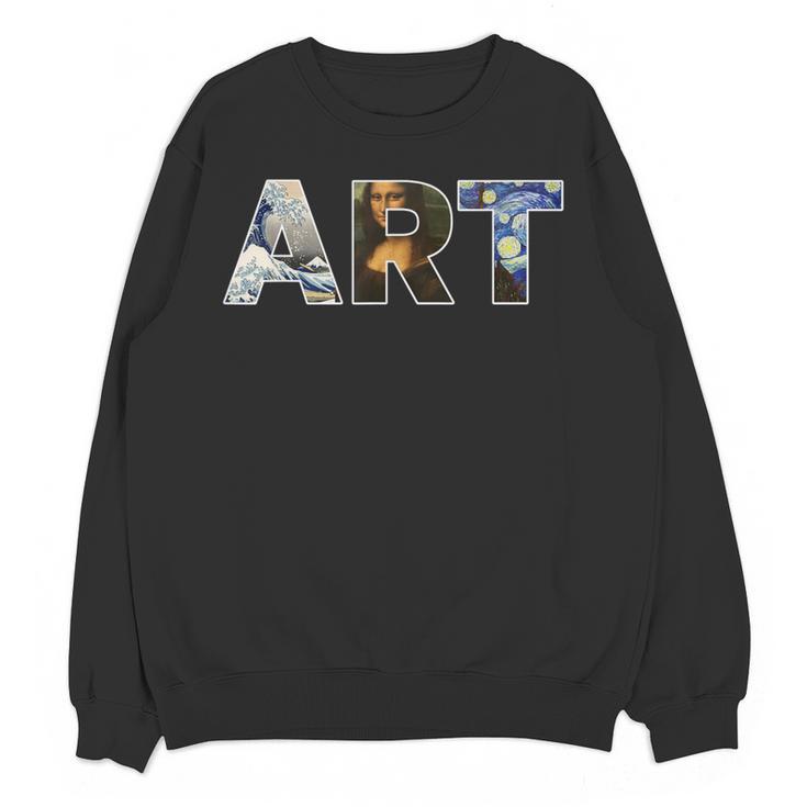 Art Artist Painting Teacher T Shirt Mona Lisa Great Wave For Men Women Women Crewneck Sweatshirt, novelty gifts, funny gifts