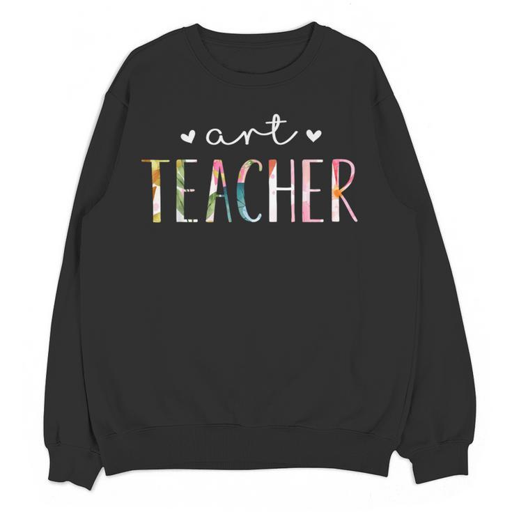 Art Teacher Cute Floral Women Crewneck Sweatshirt, novelty gifts, funny gifts
