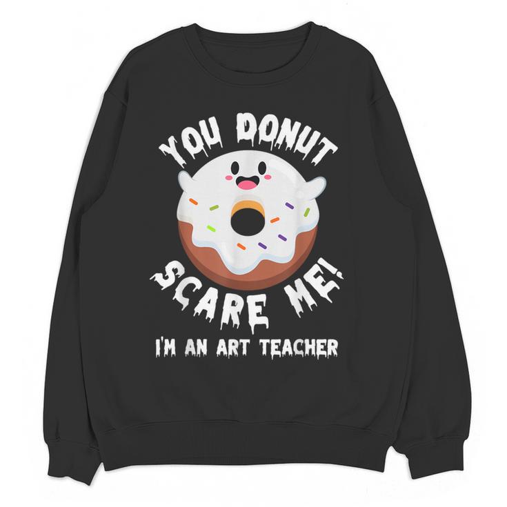 Art Teacher Halloween Donut Lover Costume Kawaii Monster Women Crewneck Sweatshirt, novelty gifts, funny gifts