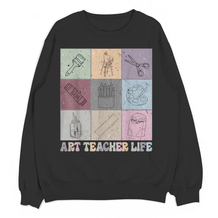 Art Teacher Life Retro Groovy Teaching Future Artists Women Crewneck Sweatshirt, novelty gifts, funny gifts